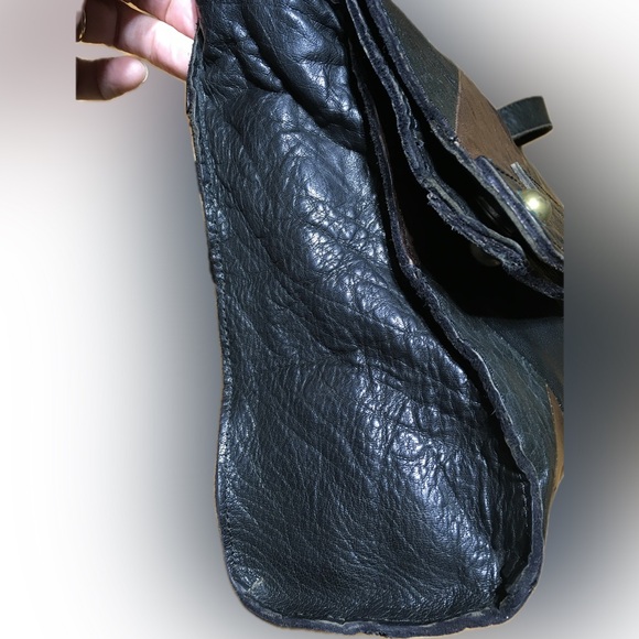 LUCKY BRAND Leather Patchwork Hippie Slouchy Abbey Road Fold Over Saddle Bag - Picture 4 of 13